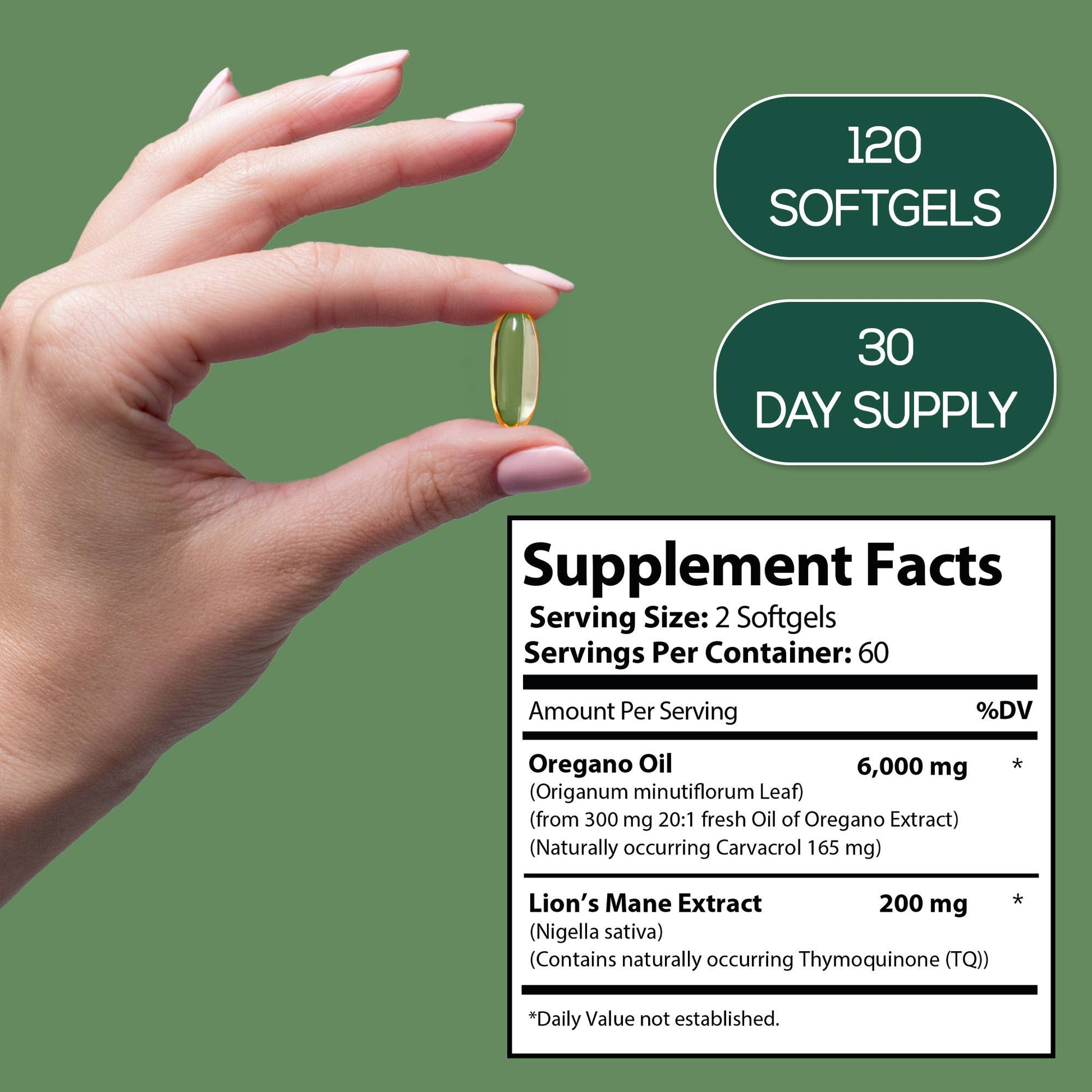 HARMONIFY Oil of Oregano with Black Seed Oil - 120 Softgel