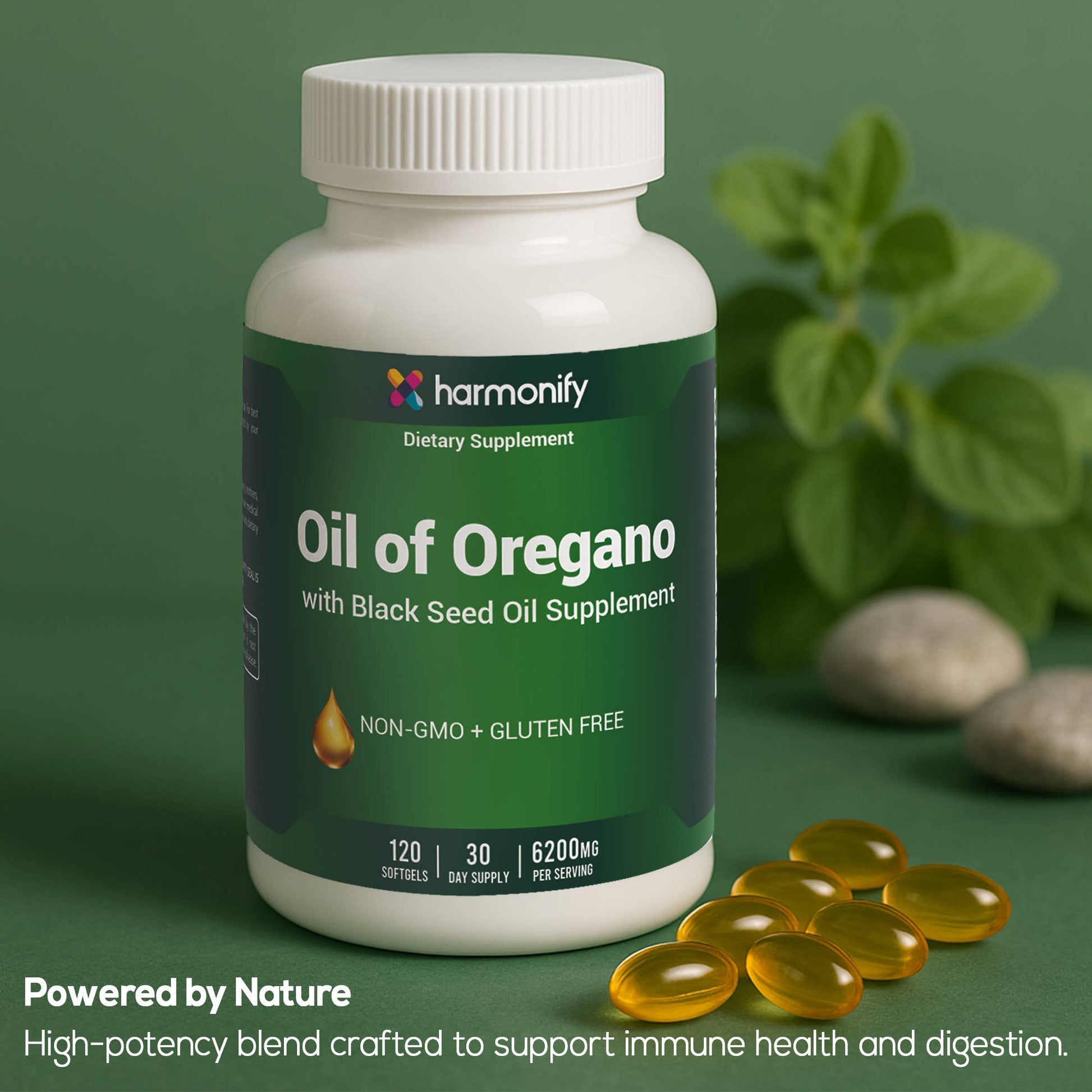 HARMONIFY Oil of Oregano with Black Seed Oil - 120 Softgel