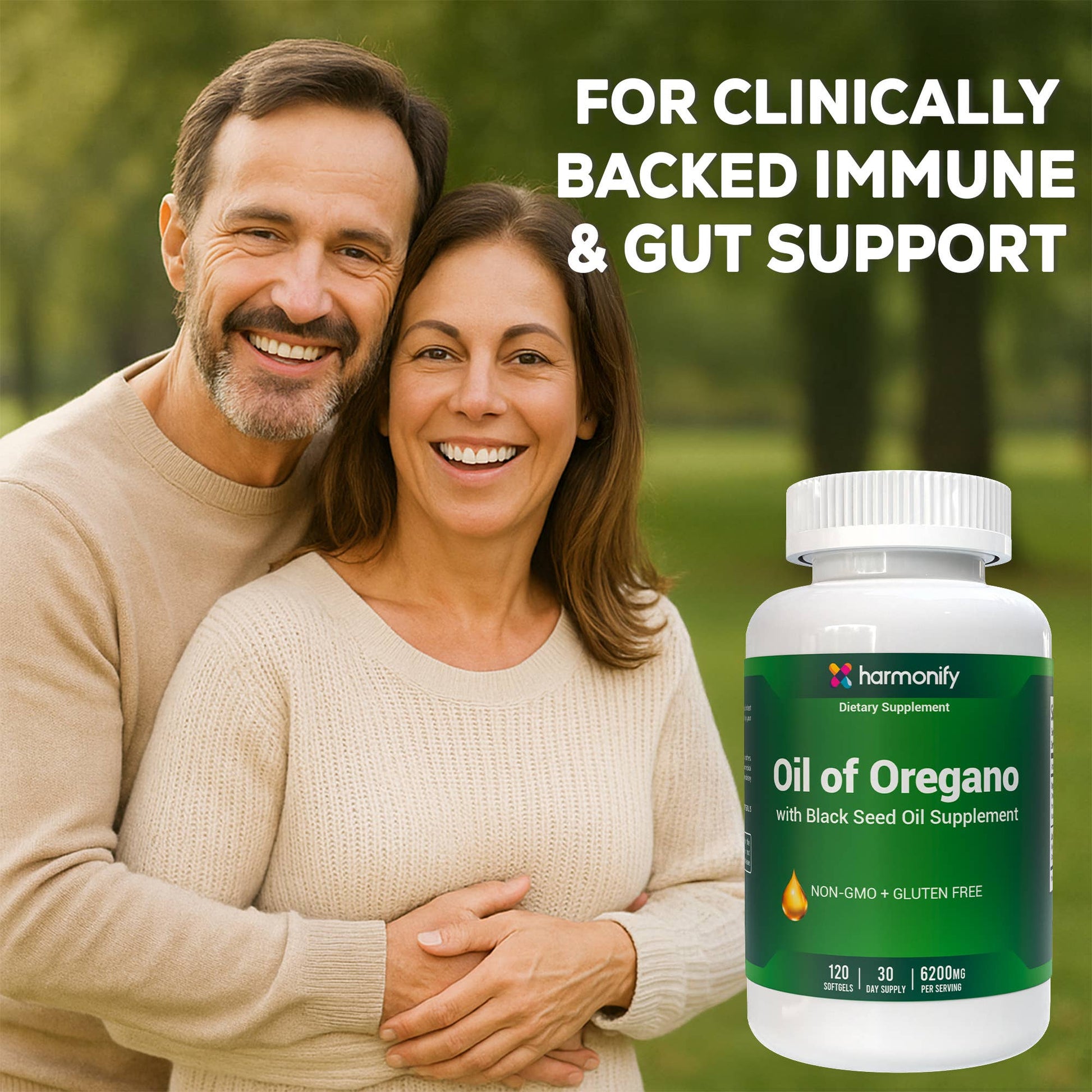 HARMONIFY Oil of Oregano with Black Seed Oil - 120 Softgel