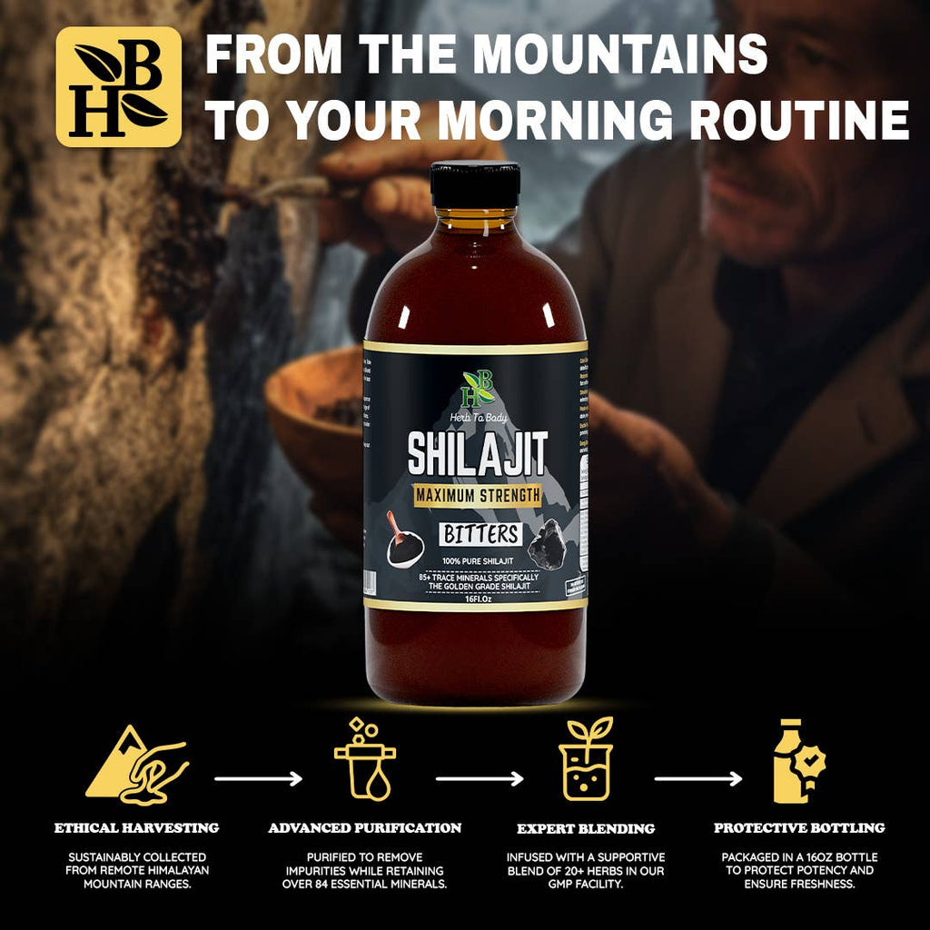 Shilajit Bitter 16oz | Himalayan Wildcrafted Herbal Tonic