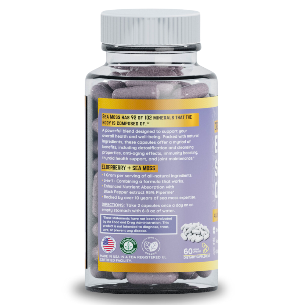 Elderberry Sea Moss Capsules (60 Cap) | Seasonal Wellness