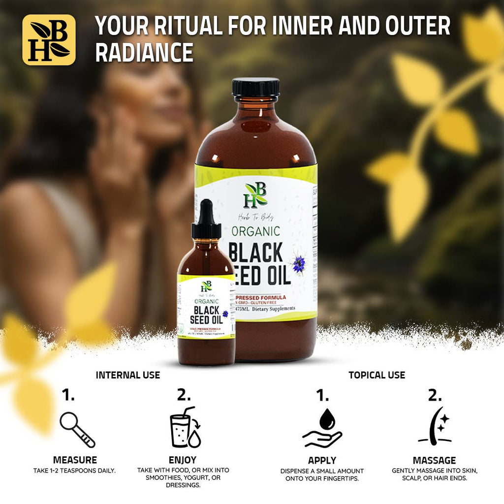 Organic Black Seed Oil (Cold-Pressed) - Bulk Wholesale Sizes: 16oz