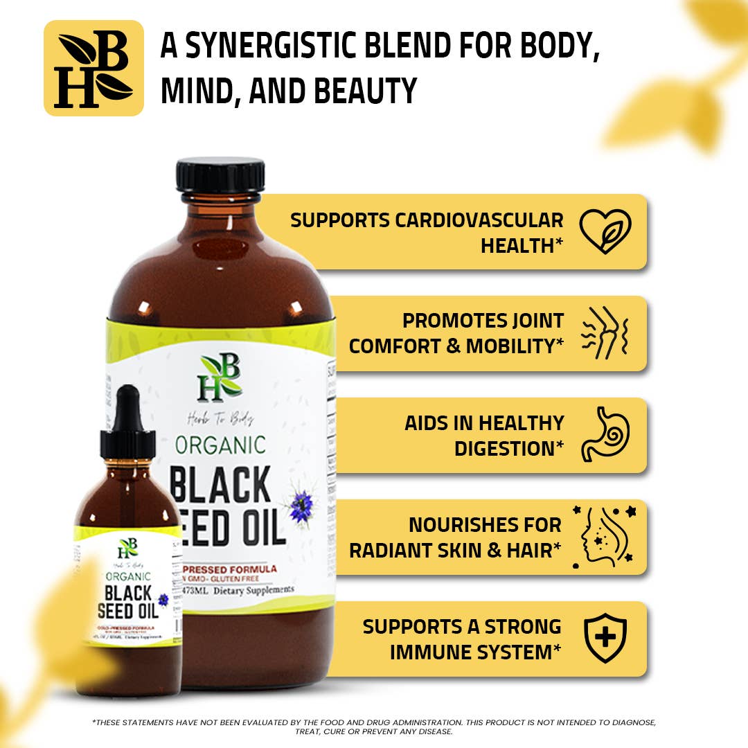 Organic Black Seed Oil (Cold-Pressed) - Bulk Wholesale Sizes: 2oz