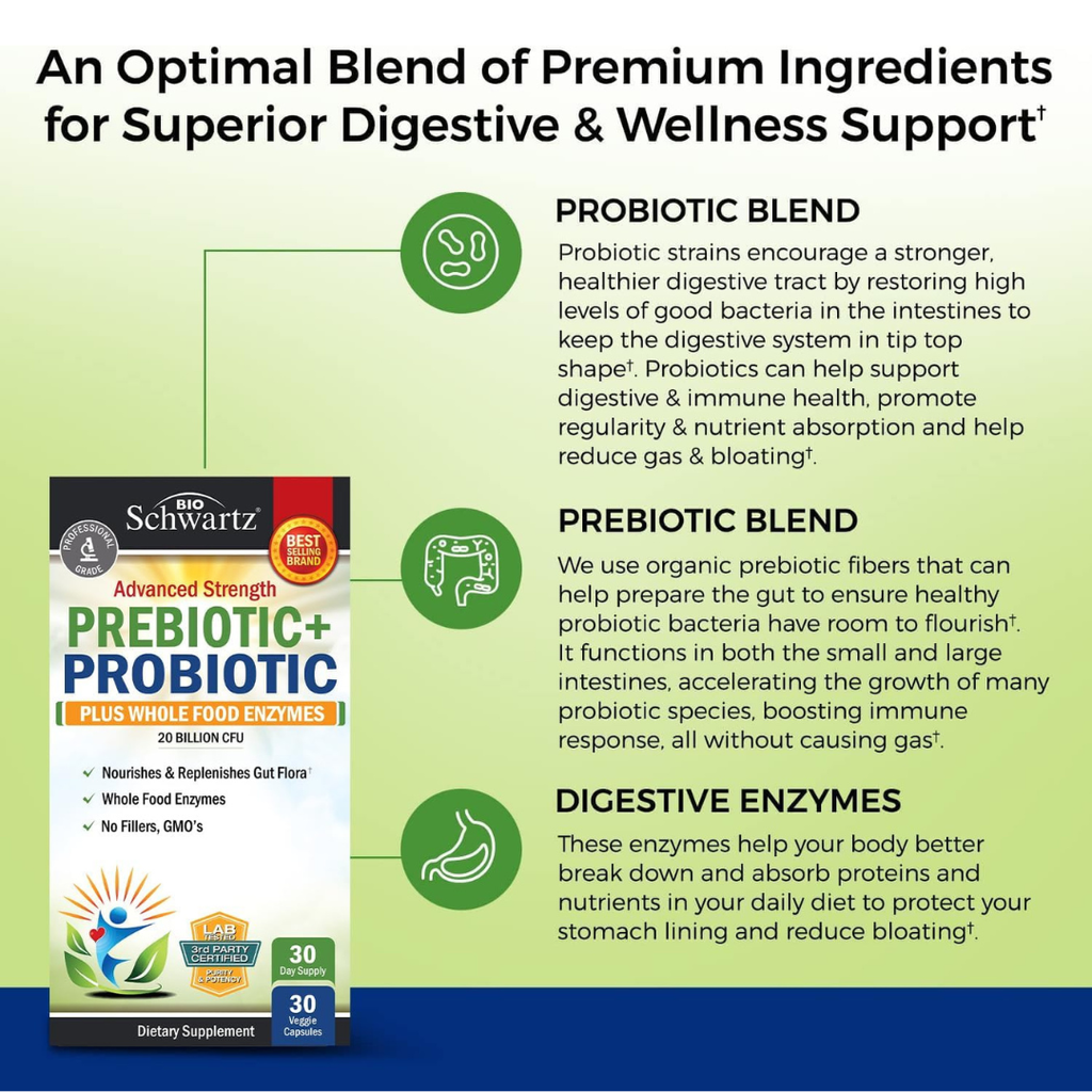 Prebiotic & Probiotic: Digestive Health Enzymes (30 cap)