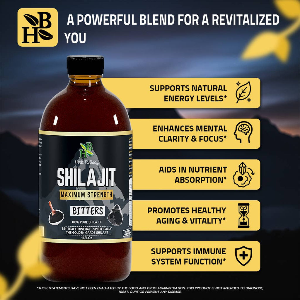 Shilajit Bitter 16oz | Himalayan Wildcrafted Herbal Tonic