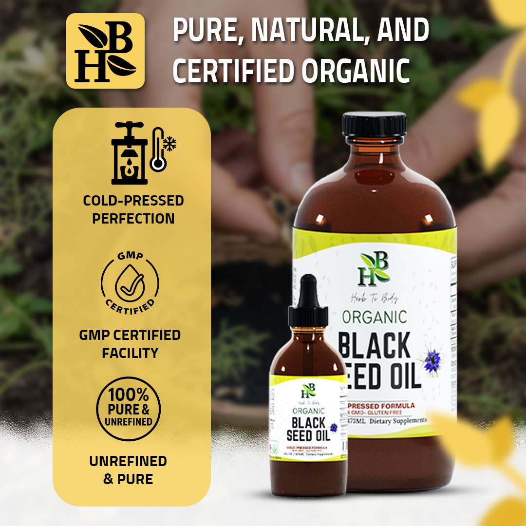 Organic Black Seed Oil (Cold-Pressed) - Bulk Wholesale Sizes: 2oz