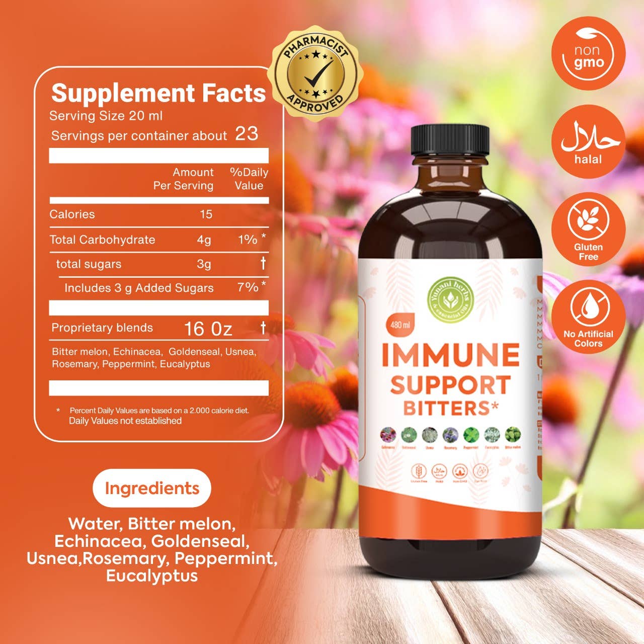 Immune Support living bitters 480mls