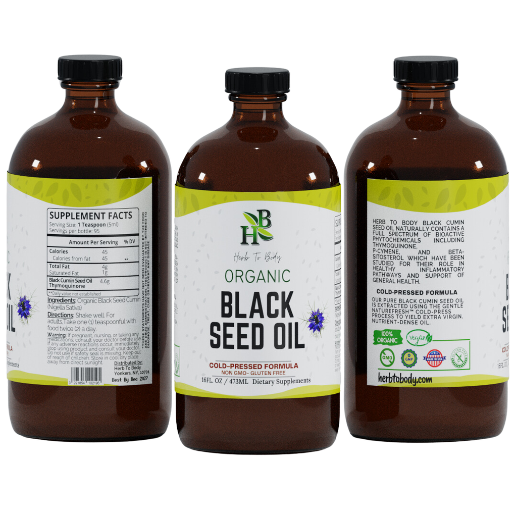 Organic Black Seed Oil (Cold-Pressed) - Bulk Wholesale Sizes: 16oz