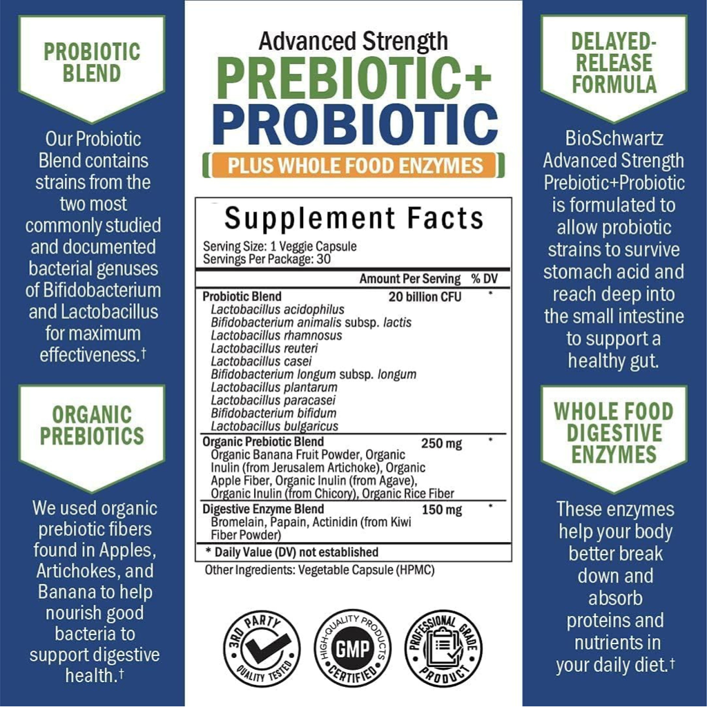 Prebiotic & Probiotic: Digestive Health Enzymes (30 cap)