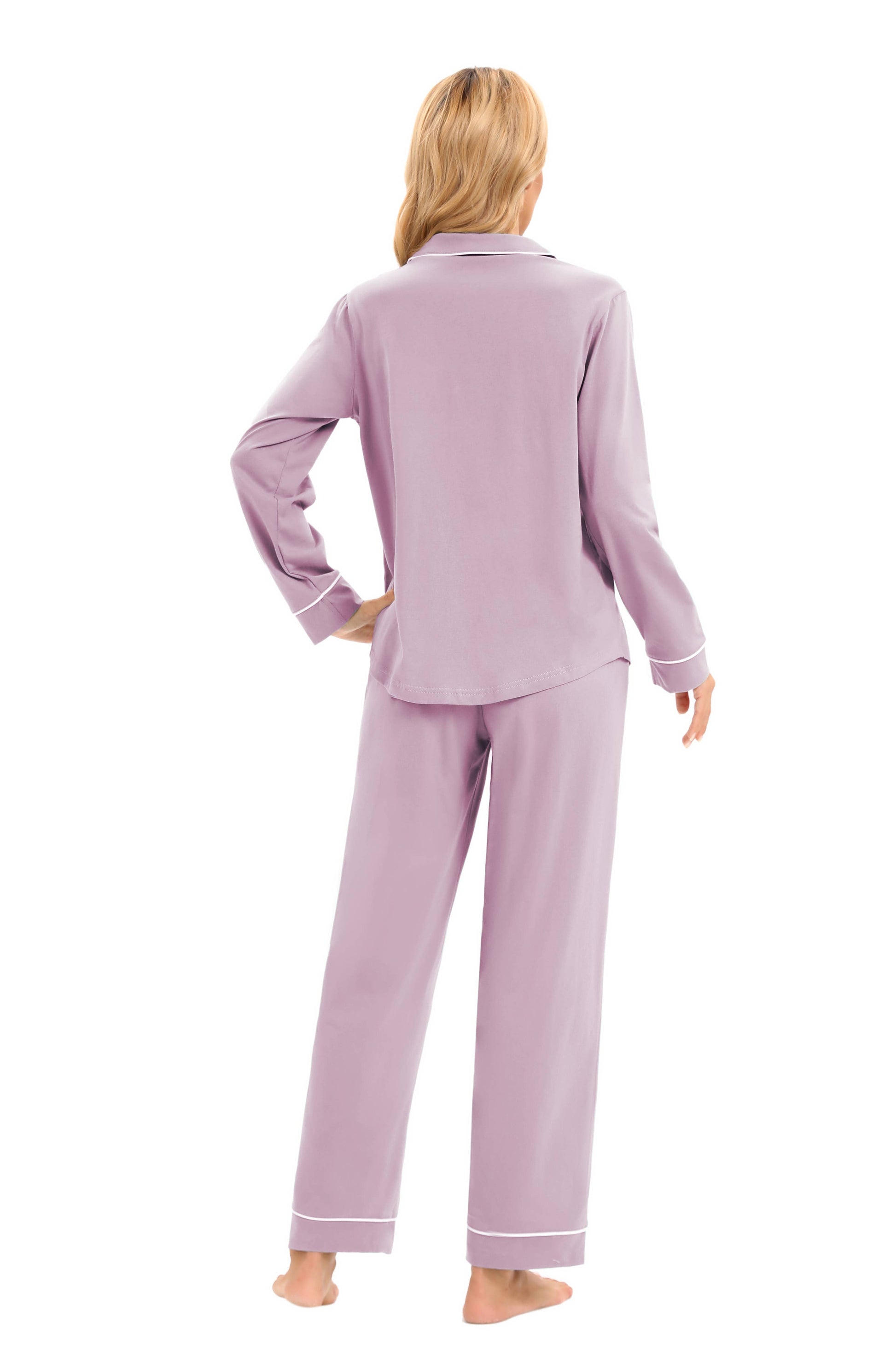 Women's 100%Cotton Multiple Colored Long Sleeve Pajamas Set