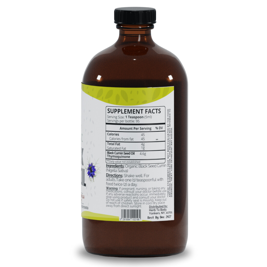 Organic Black Seed Oil (Cold-Pressed) - Bulk Wholesale Sizes: 16oz
