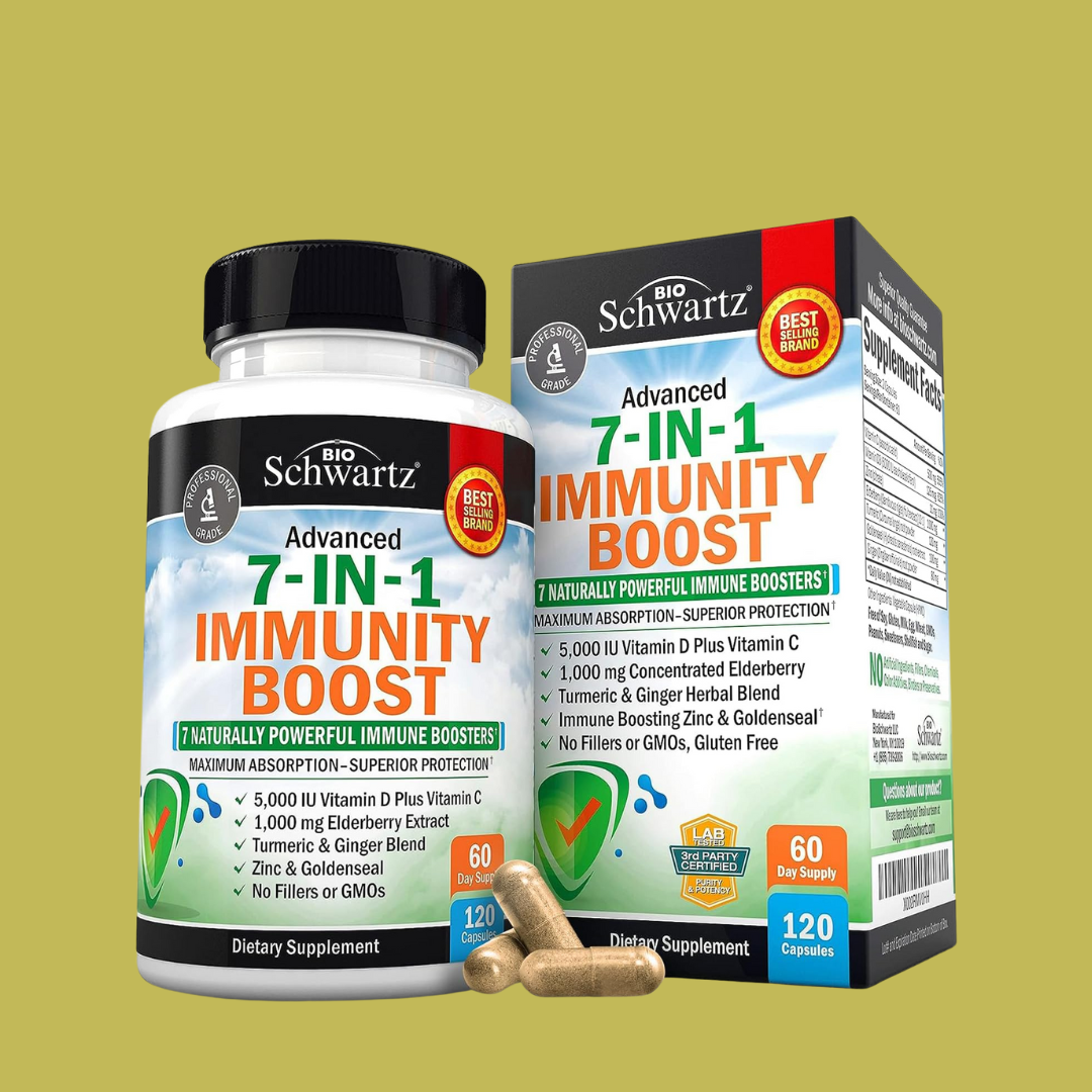 7-in-1 Immunity Supplement: Zinc, Vitamin C & D3 (120 Cap)