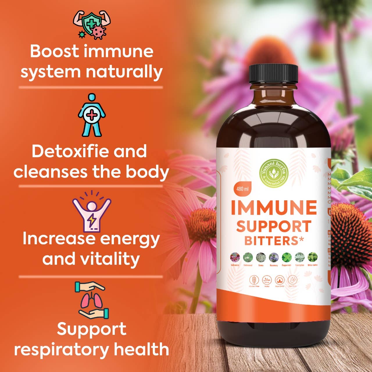 Immune Support living bitters 480mls